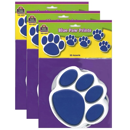 Teacher Created Resources Blue Paw Prints Accents, 30 Pieces, PK3 TCR4275